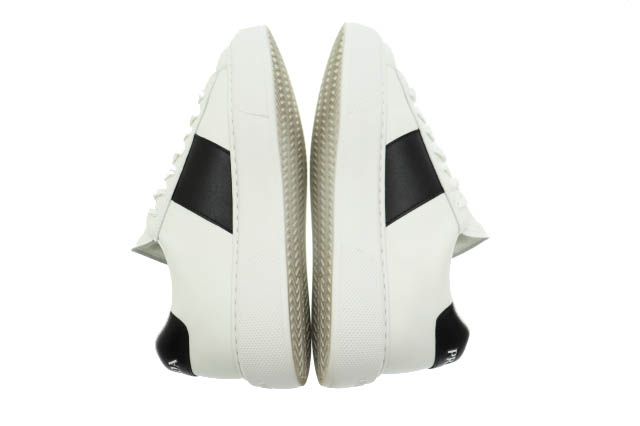 Prada Logo Line Leather Low Cut Sneakers 2EG 357 8 White Black White Black