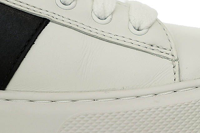 Prada Logo Line Leather Low Cut Sneakers 2EG 357 8 White Black White Black