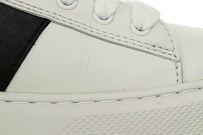 Prada Logo Line Leather Low Cut Sneakers 2EG 357 8 White Black White Black