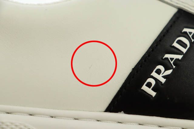 Prada Logo Line Leather Low Cut Sneakers 2EG 357 8 White Black White Black