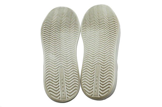 Prada Logo Line Leather Low Cut Sneakers 2EG 357 8 White Black White Black