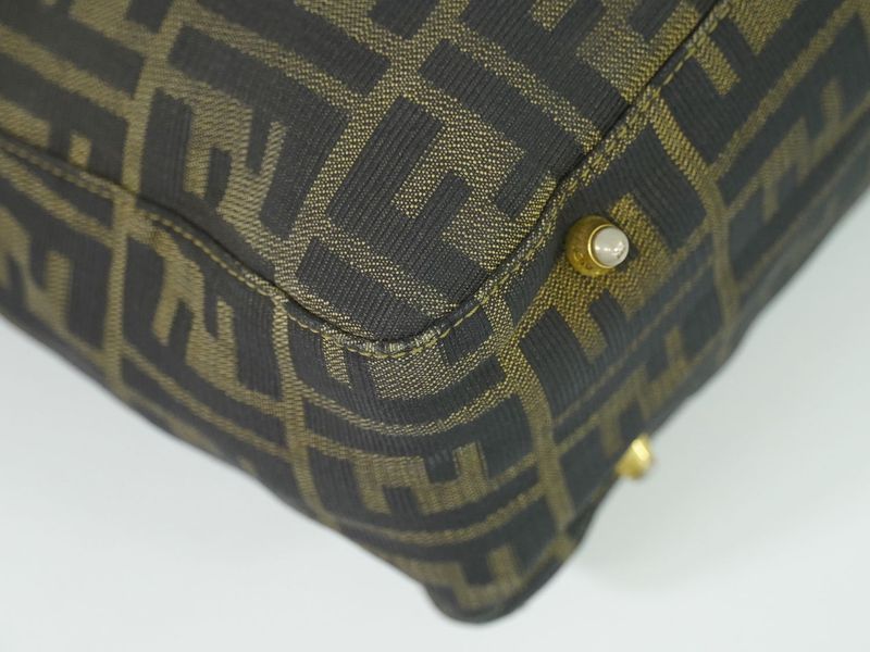Authentic Fendi Zucca Handbag Canvas Brown Zucca Bag Pre-owned [follow-up