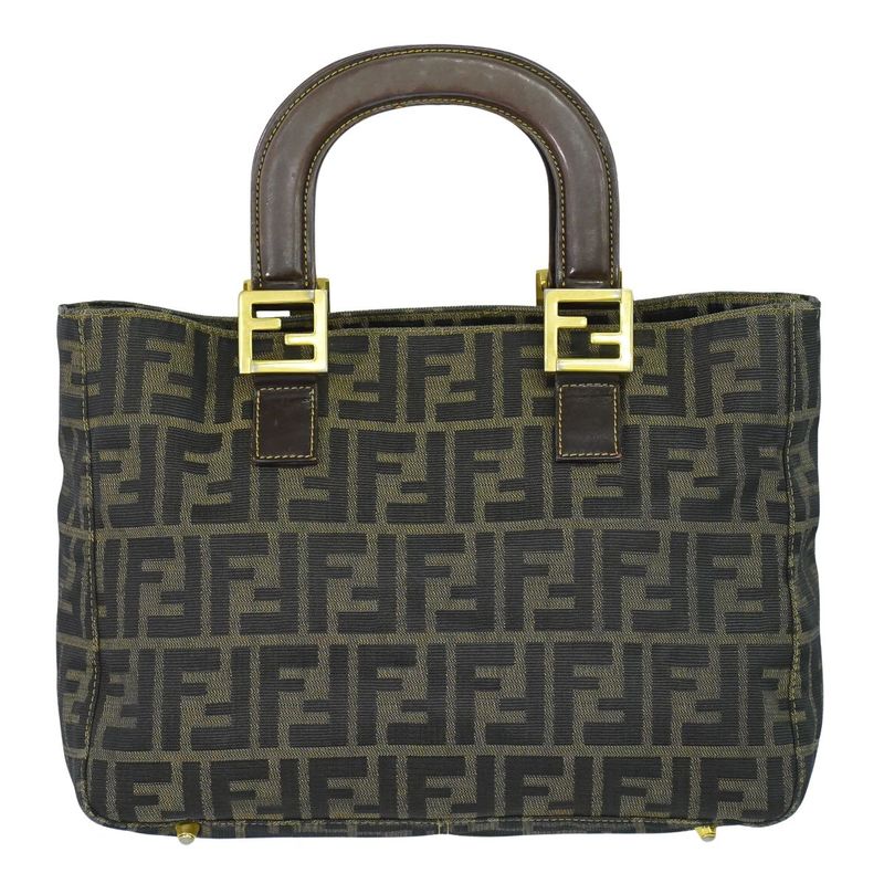 Authentic Fendi Zucca Handbag Canvas Brown Zucca Bag Pre-owned [follow-up