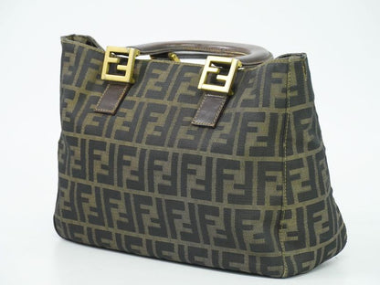 Authentic Fendi Zucca Handbag Canvas Brown Zucca Bag Pre-owned [follow-up
