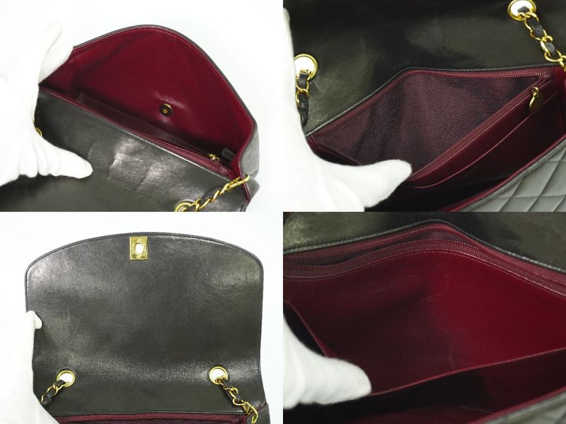 Authentic Chanel Diana Coco Mark Matelasse Chain Shoulder Bag Pochette Lambskin