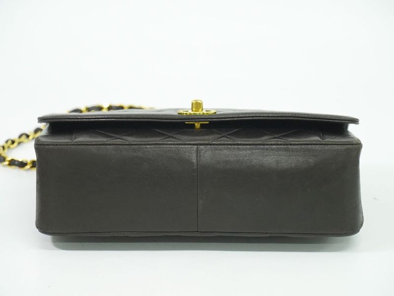 Authentic Chanel Diana Coco Mark Matelasse Chain Shoulder Bag Pochette Lambskin