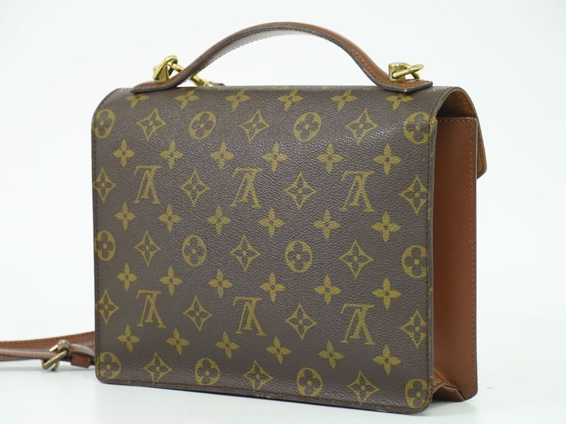 Authentic Louis Vuitton LV Monceau 26 Monogram 2WAY Shoulder Bag Handbag Brown
