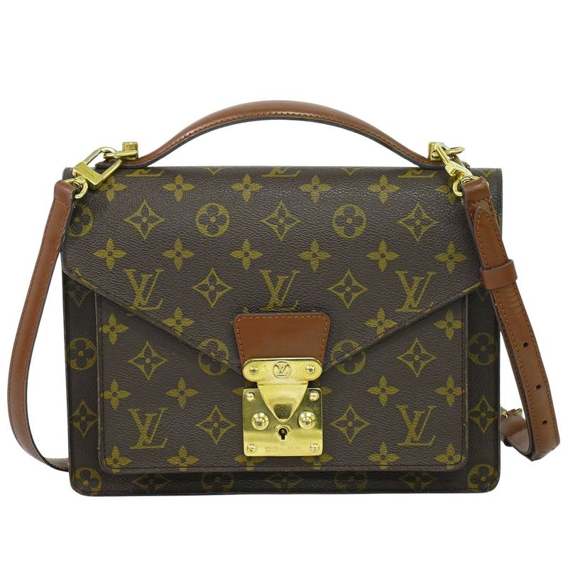 Authentic Louis Vuitton LV Monceau 26 Monogram 2WAY Shoulder Bag Handbag Brown