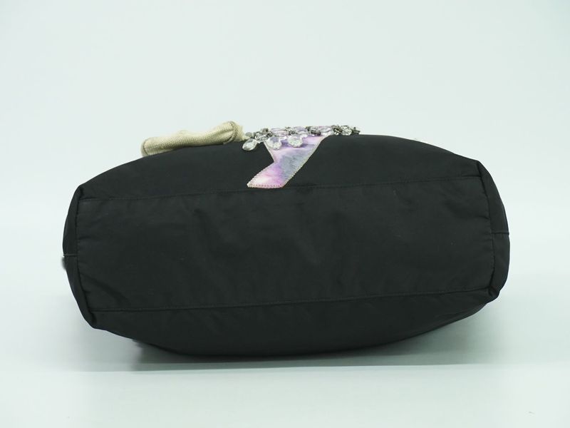 Authentic Prada Robot Collection Shoulder Bag Tote Bag Nylon Black Multicolor