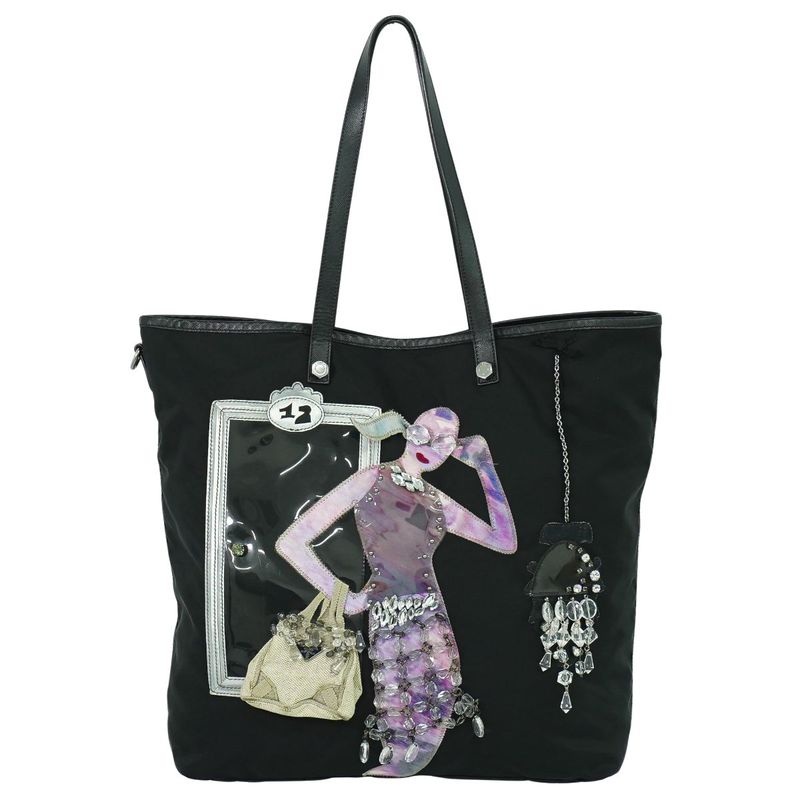 Authentic Prada Robot Collection Shoulder Bag Tote Bag Nylon Black Multicolor