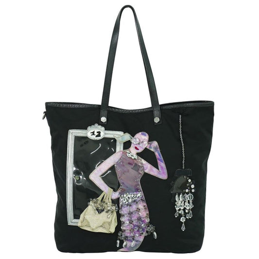 Authentic Prada Robot Collection Shoulder Bag Tote Bag Nylon Black Multicolor
