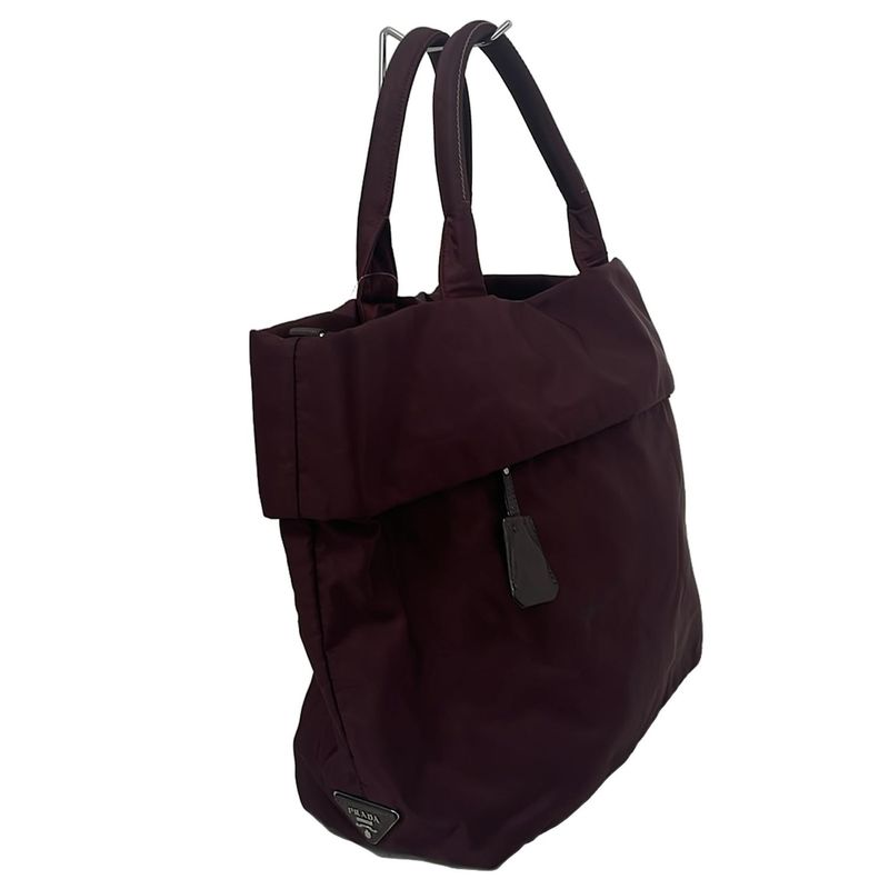 Prada Tote Bag Tessuto Double Bordeaux