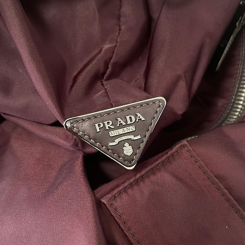 Prada Tote Bag Tessuto Double Bordeaux