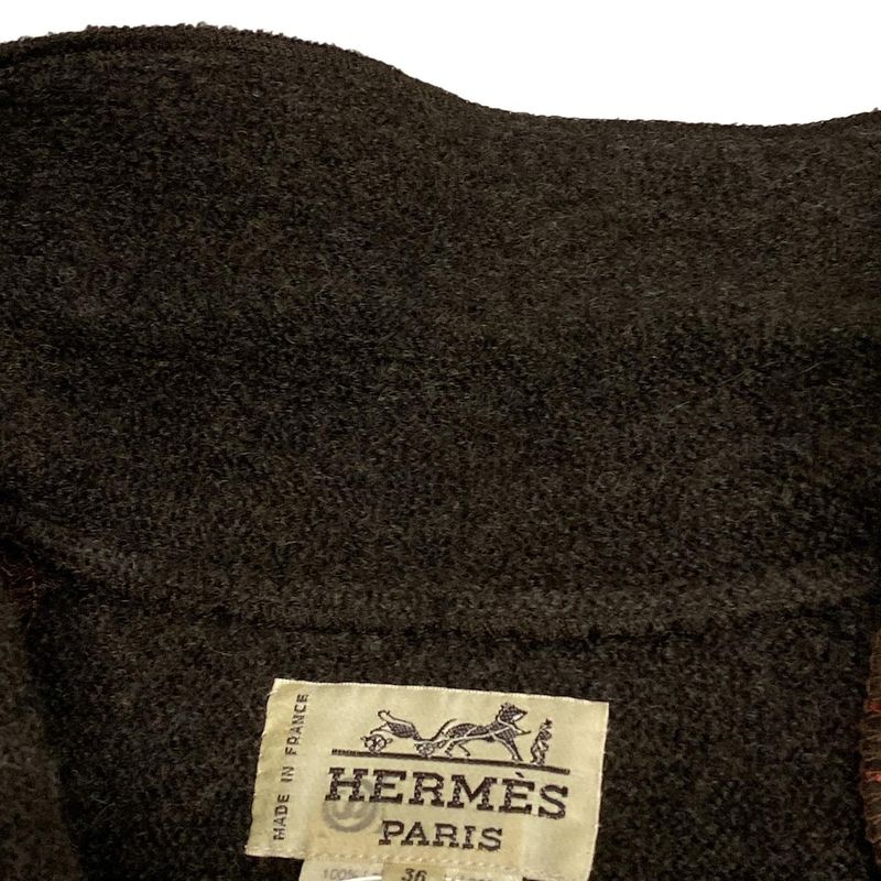 Hermes Coat Size 36 S Women's - Dark Brown Wool