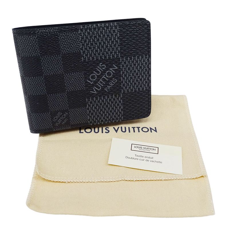 Louis Vuitton Wallet Men's Branded Bifold Wallet Damier Graphite 3D Canvas