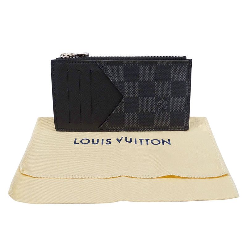Louis Vuitton Wallets Men's Brand Coin Case Damier Graphite Canvas Coin Card