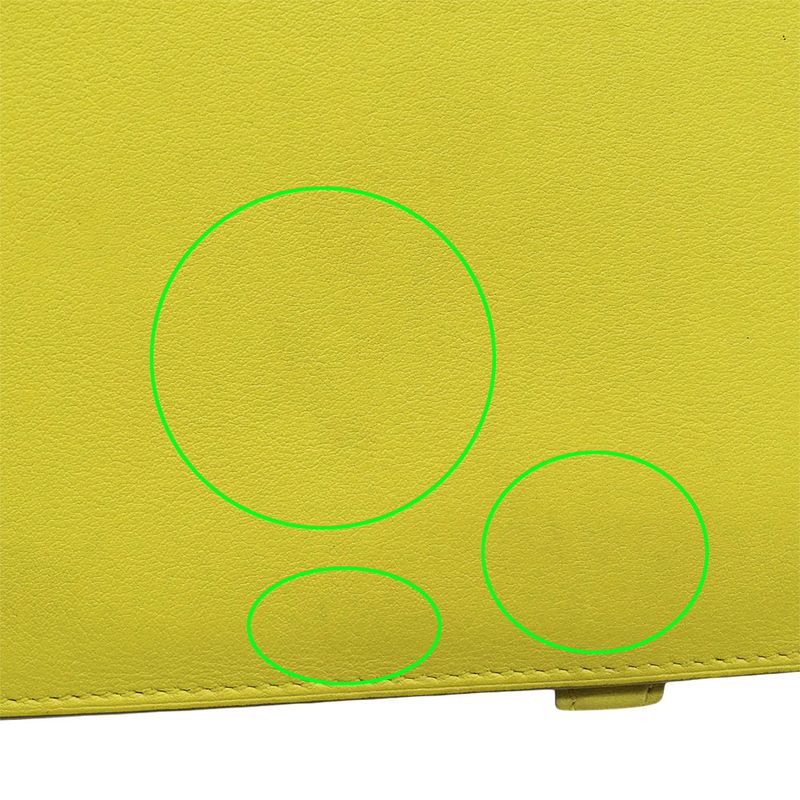 Hermes Wallets Ladies Branded Long Wallet Dogon GM Evercolor Lime Yellow Silver