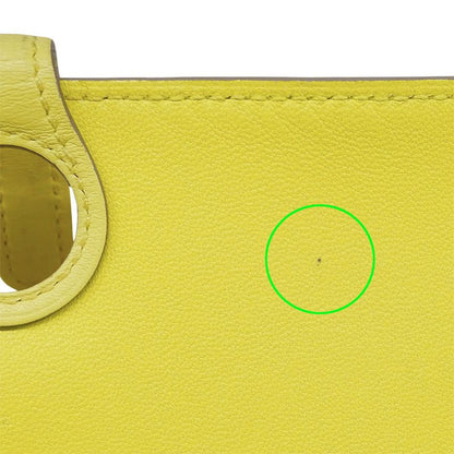 Hermes Wallets Ladies Branded Long Wallet Dogon GM Evercolor Lime Yellow Silver