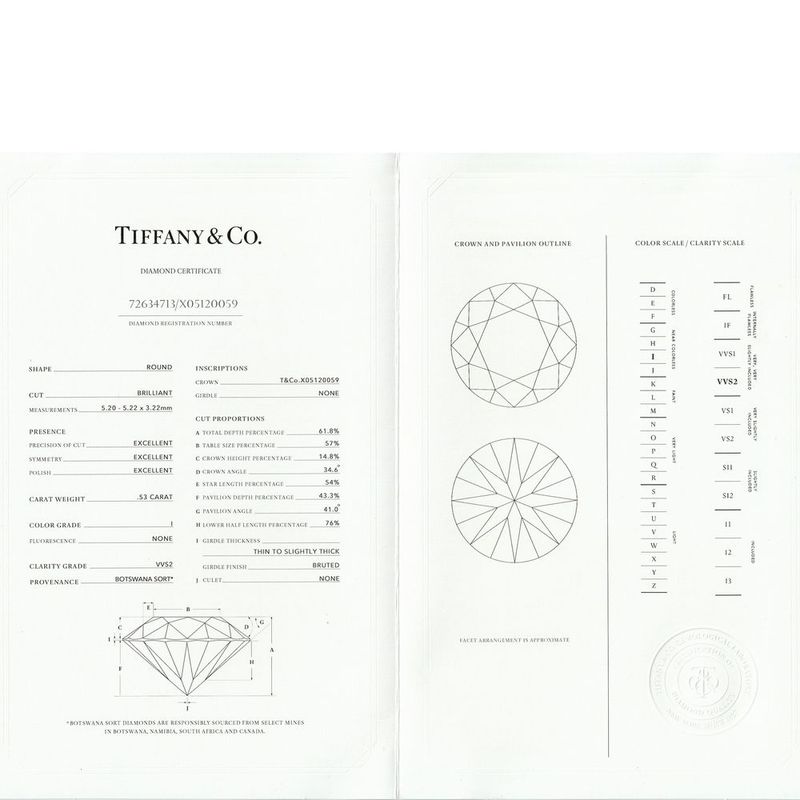 Tiffany & Co Harmony 053ct Diamond Ring I-vvs2-3ex Pt950
