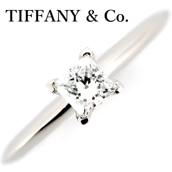 Tiffany & Co Square Princess 030ct E-vs1-ex Diamond Ring Pt950