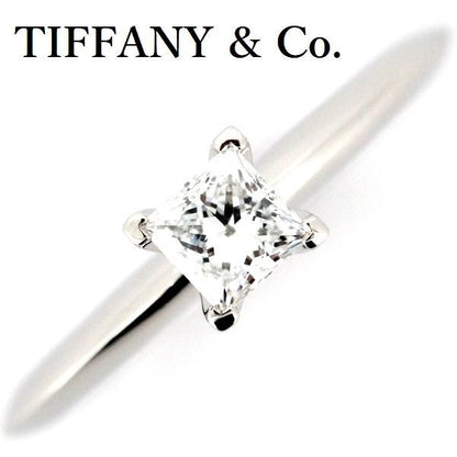Tiffany & Co Square Princess 030ct E-vs1-ex Diamond Ring Pt950