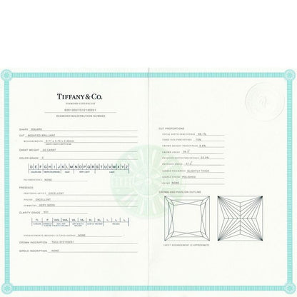 Tiffany & Co Square Princess 030ct E-vs1-ex Diamond Ring Pt950