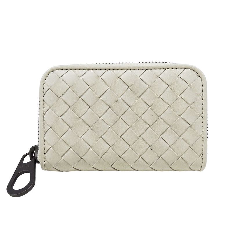 Bottega Venetaveneta Wallet Women Men Brand Intrecciato Coin Case Leather White