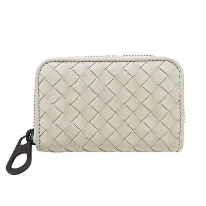Bottega Venetaveneta Wallet Women Men Brand Intrecciato Coin Case Leather White