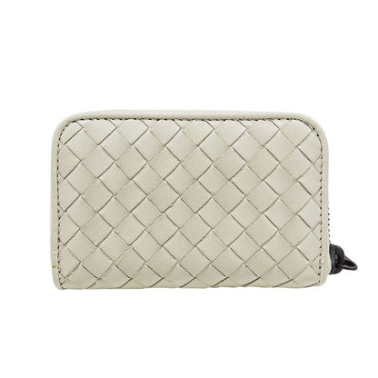 Bottega Venetaveneta Wallet Women Men Brand Intrecciato Coin Case Leather White