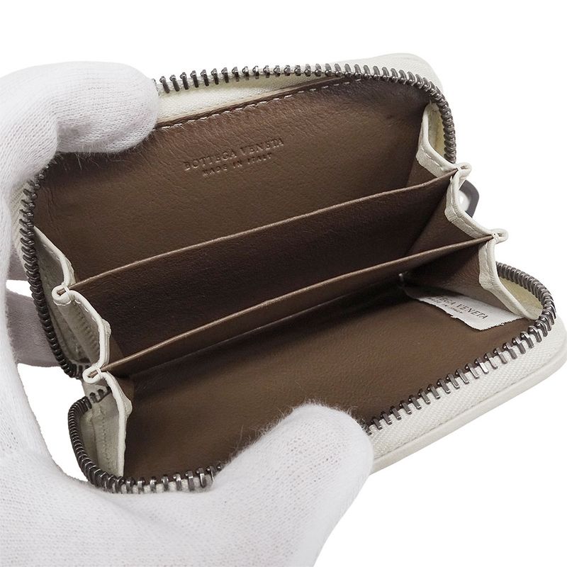 Bottega Venetaveneta Wallet Women Men Brand Intrecciato Coin Case Leather White