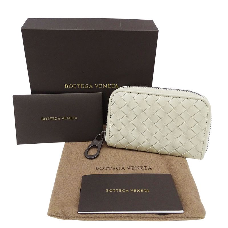 Bottega Venetaveneta Wallet Women Men Brand Intrecciato Coin Case Leather White