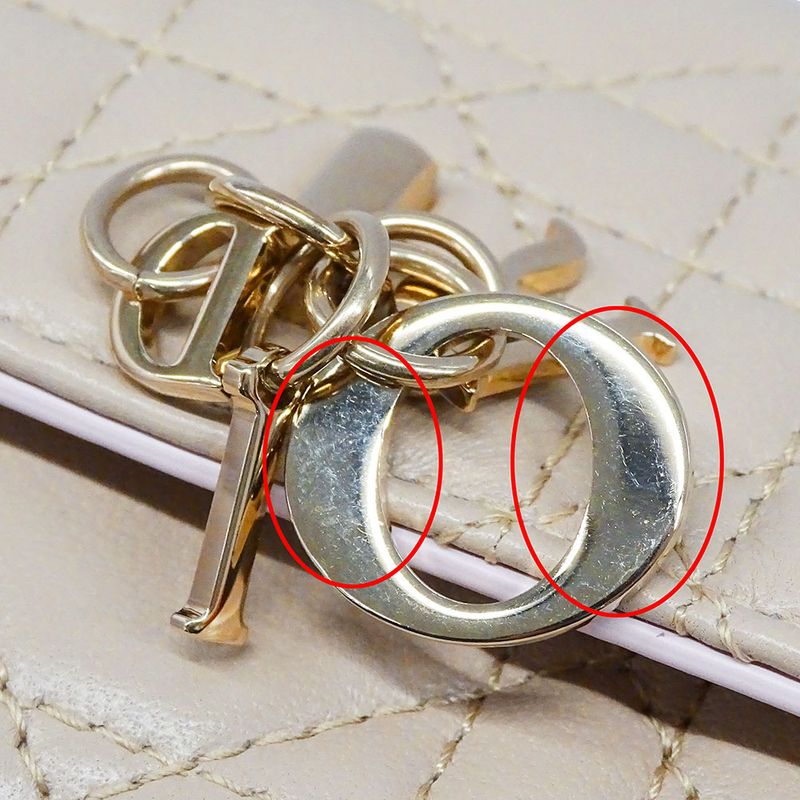 Dior Wallet Women's Brand Coin Case Cannage Leather Beige Small Compact Quilted