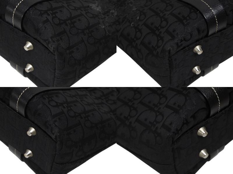 Dior Trotter Handbag All Over Print Black Cotton Canvas Silver — view 7