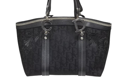 Dior Trotter Handbag All Over Print Black Cotton Canvas Silver — view 2
