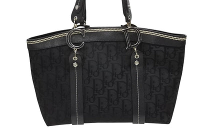 Dior Trotter Handbag All Over Print Black Cotton Canvas Silver — view 3