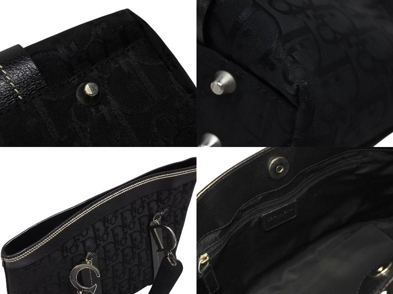 Dior Trotter Handbag All Over Print Black Cotton Canvas Silver — view 8