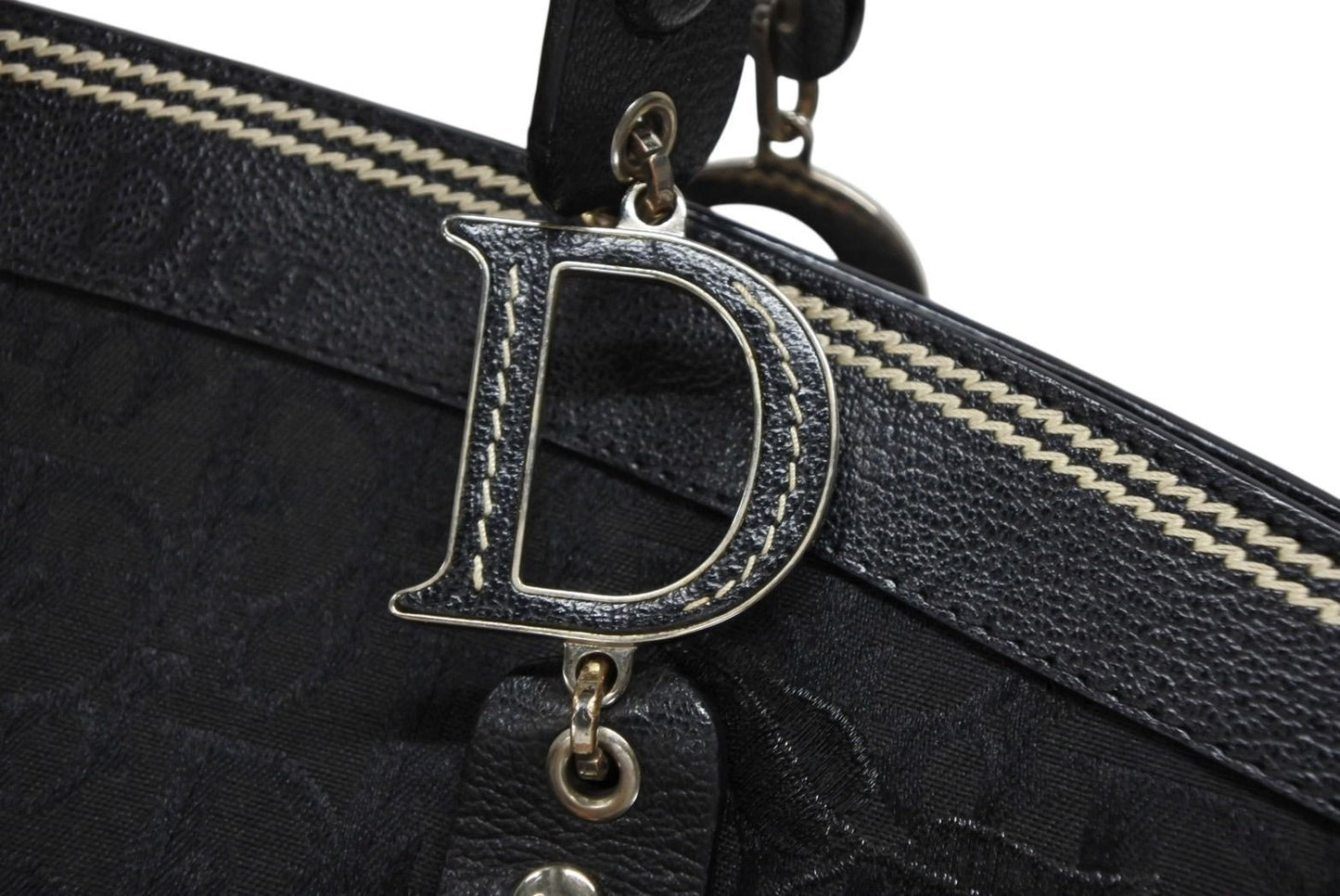 Dior Trotter Handbag All Over Print Black Cotton Canvas Silver — view 5