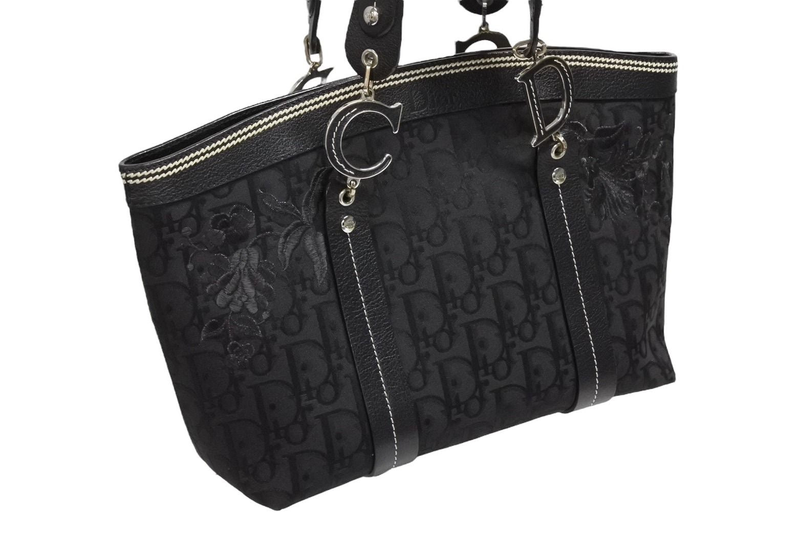 Dior Trotter Handbag All Over Print Black Cotton Canvas Silver — view 4