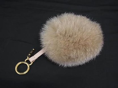 Fendi Pom Charm Fur Key Holder Key Ring Accessory Pink And Brown Fp6371