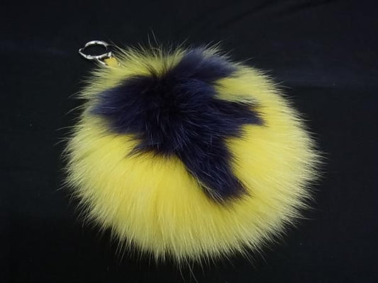 Fendi Pom Charm Fur And Leather Key Holder Bag Charm Yellow And Purple Fp6381