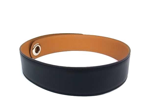 Hermes Box Calf Silver Hardware Scarf Belt Size M □I Engraved