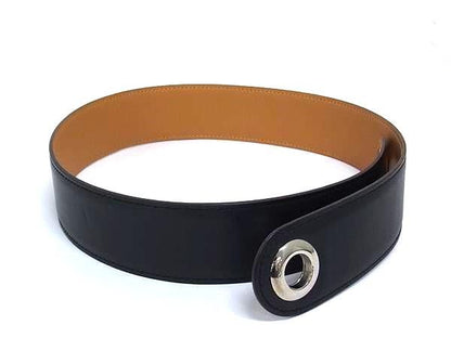 Hermes Box Calf Silver Hardware Scarf Belt Size M □I Engraved