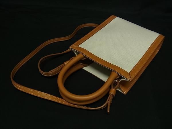 Celine Mini Vertical Cabas Canvas 2WAY Handbag Tote Shoulder Brown Bn5931