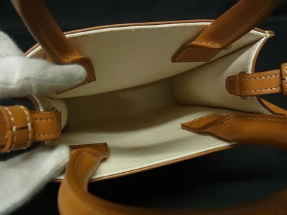 Celine Mini Vertical Cabas Canvas 2WAY Handbag Tote Shoulder Brown Bn5931