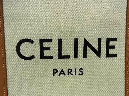 Celine Mini Vertical Cabas Canvas 2WAY Handbag Tote Shoulder Brown Bn5931