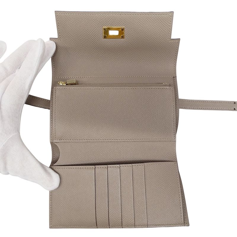 Hermes Wallet Ladies Branded Trifold Wallet Kelly Wallet Medium Vaux Epson