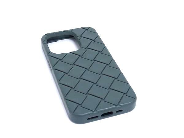 Bottega Veneta Intrecciato Rubber Iphone 14pro Compatible Phone Case In Grey