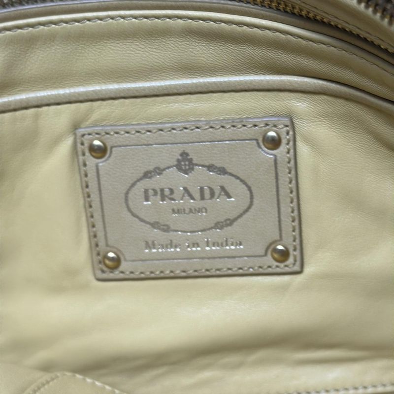 Prada Clutch Bag - Bp0406 Yellow Leather Tag/braided Leather