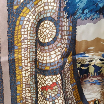 Hermes Long Sleeve Shirt Blouse Size 38 M Women's - Gray Beige X Blue X Multi