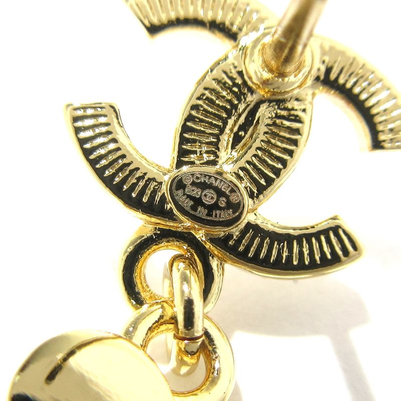 Chanel Earrings Coco Mark Orange×gold×clear Perfume/star/rhinestone